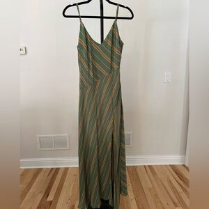 Astr Striped Maxi Dress in Green and Orange